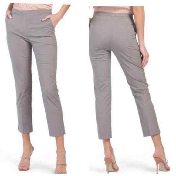Eileen Fisher Pants - Eileen Fisher Size 8 Organic Cotton Cropped Pants Stretch Zinc Gray Flat Front